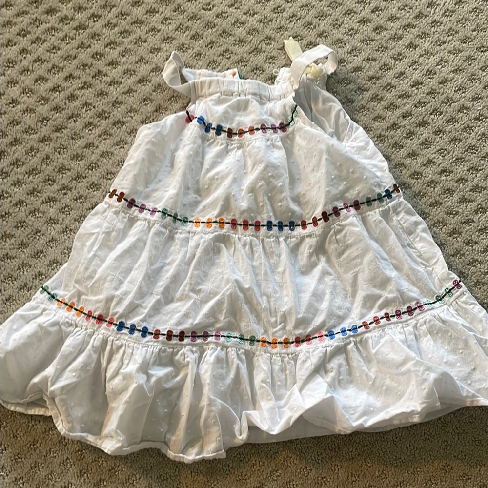 Matilda Jane White Dress with Multicolor Embroidery